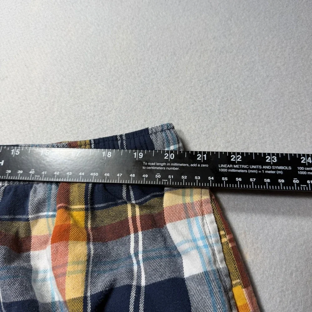 St Johns Bay Mens 2XL Pajama Pants Blue Orange Plaid Flannel Cotton Sleepwear